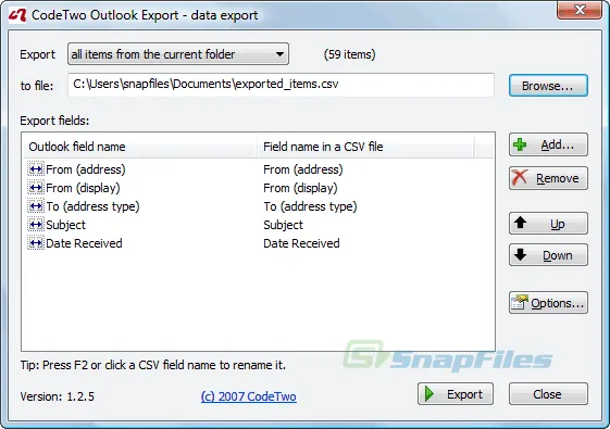 CodeTwo Outlook Export 截图 1