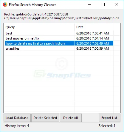 Firefox Search History Cleaner 截图 1