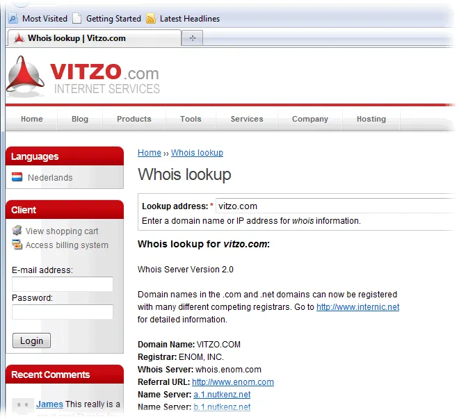 Vitzo WHOIS for Firefox 截图 2