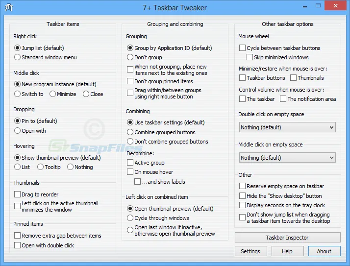 7+ Taskbar Tweaker 截图 1