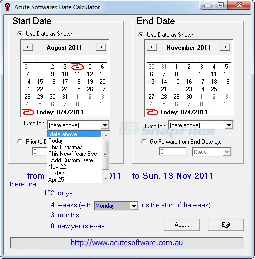 Acute Date Calculator 截图 2