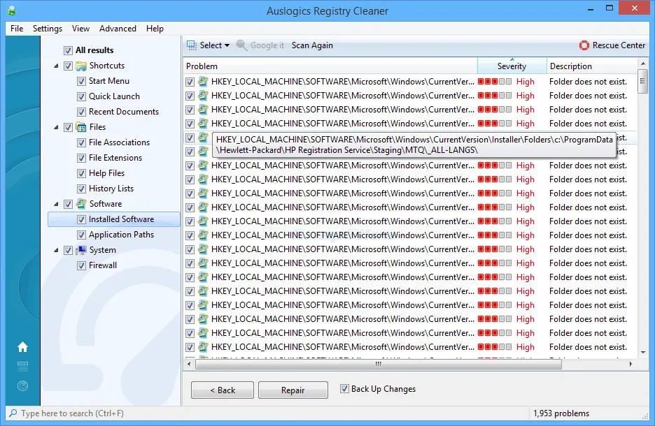 Auslogics Registry Cleaner 截图 2