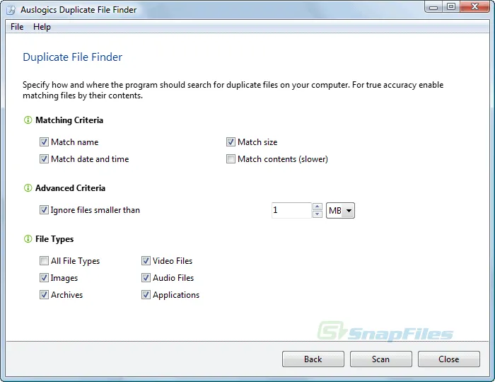 Auslogics Duplicate File Finder 截图 2