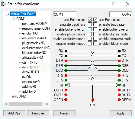 Null-modem Emulator (com0com) 截图 1