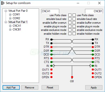 Null-modem Emulator (com0com) 截图 2