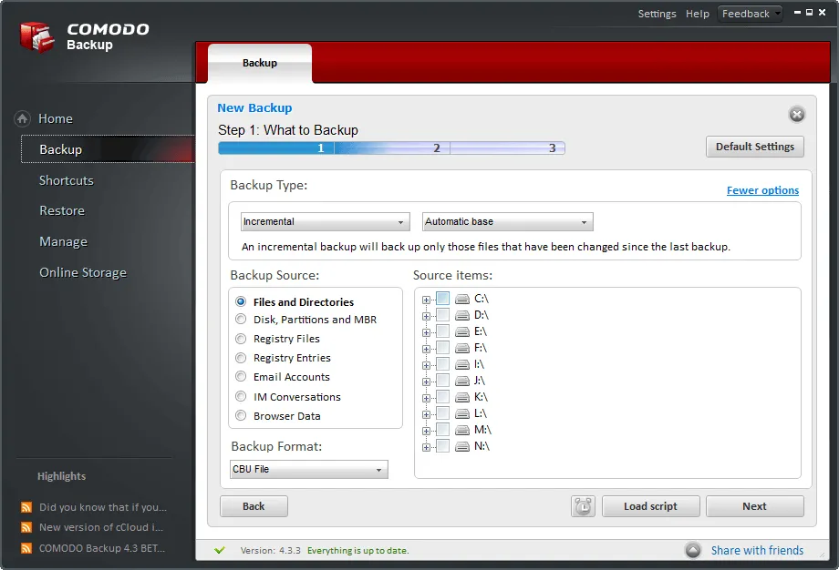 Comodo Backup 截图 2