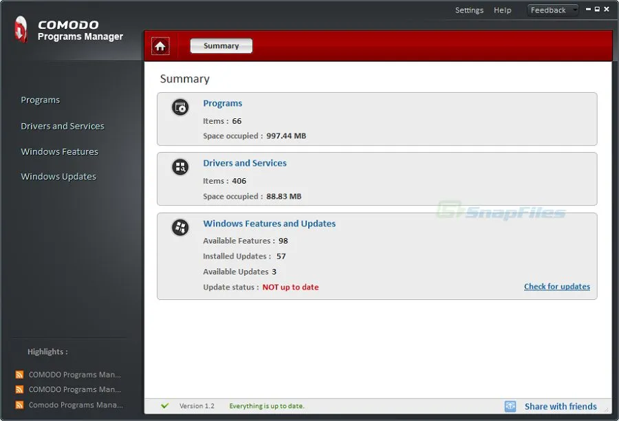 Comodo Programs Manager 截图 1