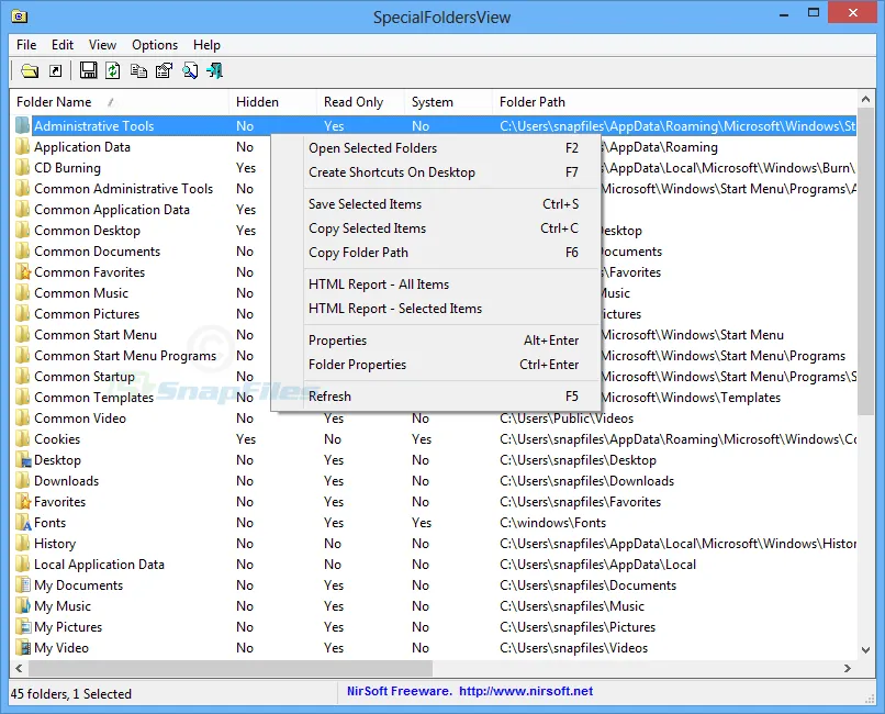 SpecialFoldersView 截图 1