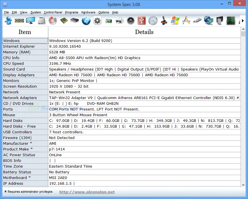 System Spec 截图 1