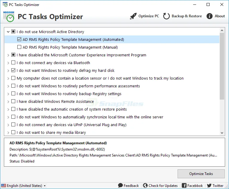 PC Tasks Optimizer 截图 1