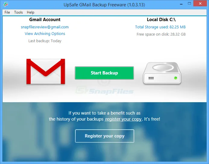 UpSafe Gmail Backup 截图 1