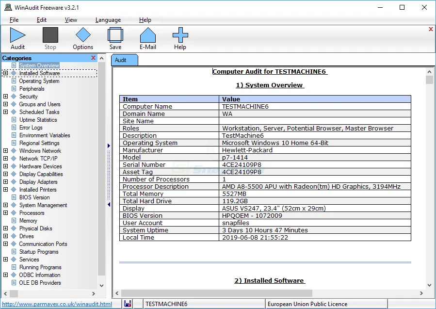 WinAudit 截图 1